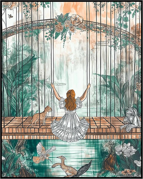 Posterizer 1 pcs-whimsical magical delicate enchanting forest scene 1-Fantasy & Fiction Art-Kids Room Art-Decor for nursery toddlers kids room- un...